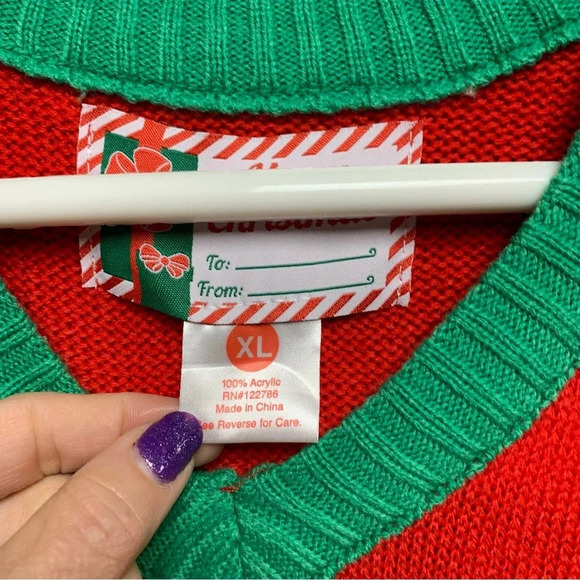 Merry Christmas sweater vest size XL reindeer with bells super festive - Picture 4 of 5